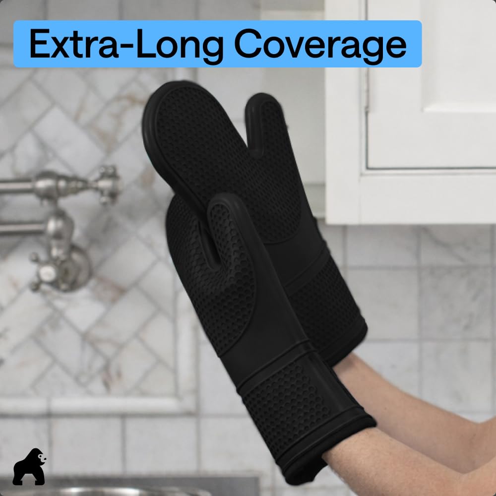 GORILLA GRIP mitt in use during grilling and baking for safety and grip.