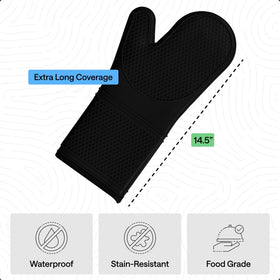 GORILLA GRIP oven mitt features thick cotton lining for added comfort while cooking.