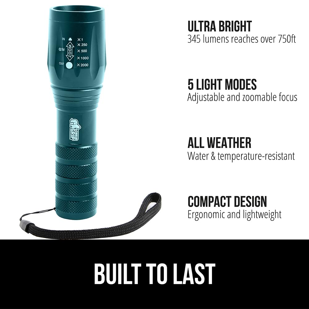 GORILLA GRIP tactical flashlight compact design for one-handed use