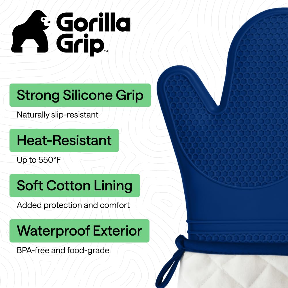 GORILLA GRIP waterproof-stain resistant design for easy cleanup after cooking.