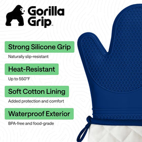 GORILLA GRIP waterproof-stain resistant design for easy cleanup after cooking.