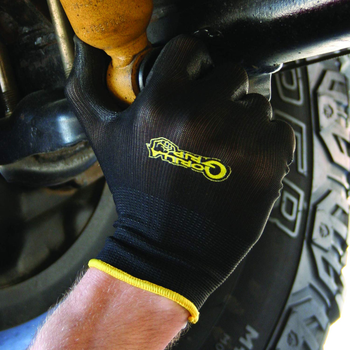 Gorilla Grip work gloves used for plumbing and oil changes on wet, dry, and oily surfaces