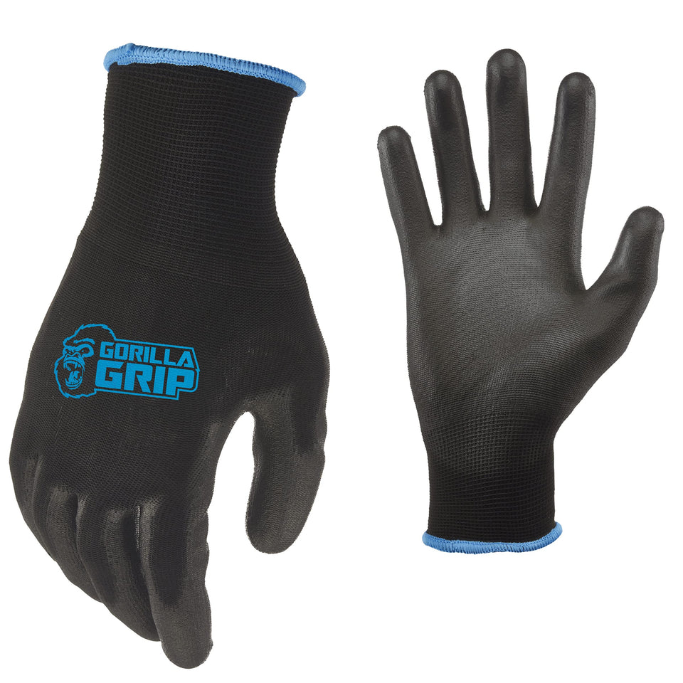 Gorilla Grip gloves with polymer palm coating for secure grip in wet conditions.