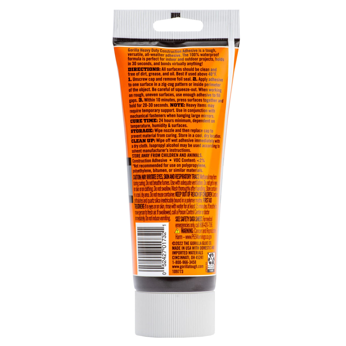 Gorilla Heavy Duty Construction Adhesive bonds mirrors and tile for versatile use.