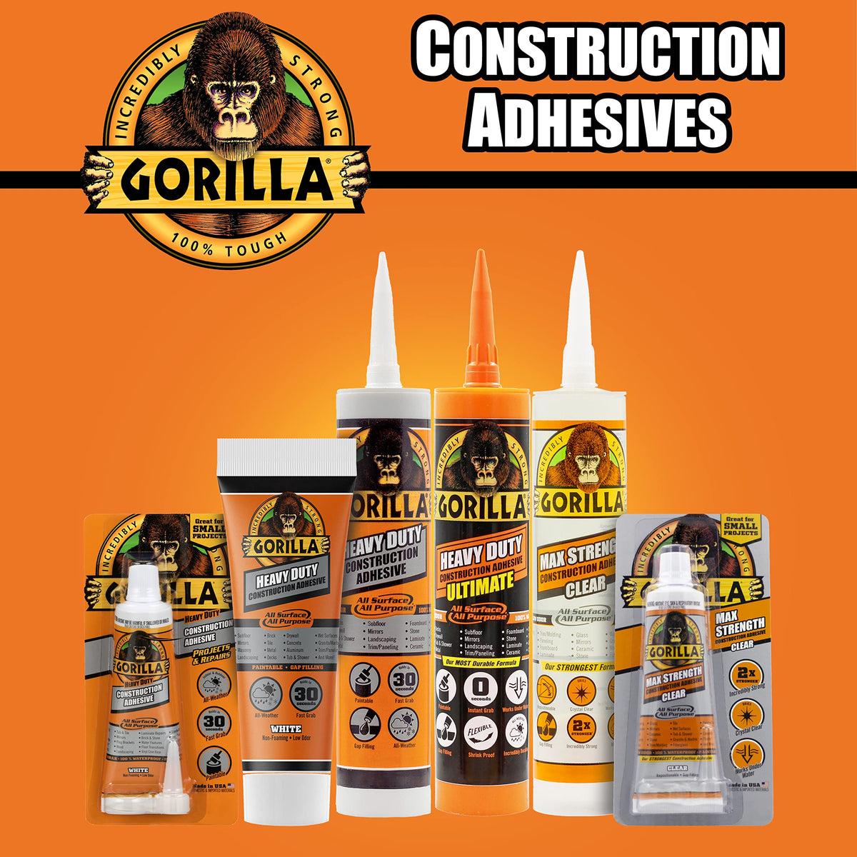 Gorilla Heavy Duty Construction Adhesive is paintable for finish customization.