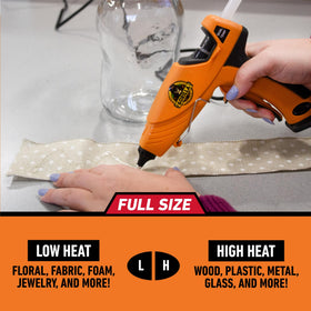 Gorilla hot glue gun dual temp built in stand for safe positioning during use.