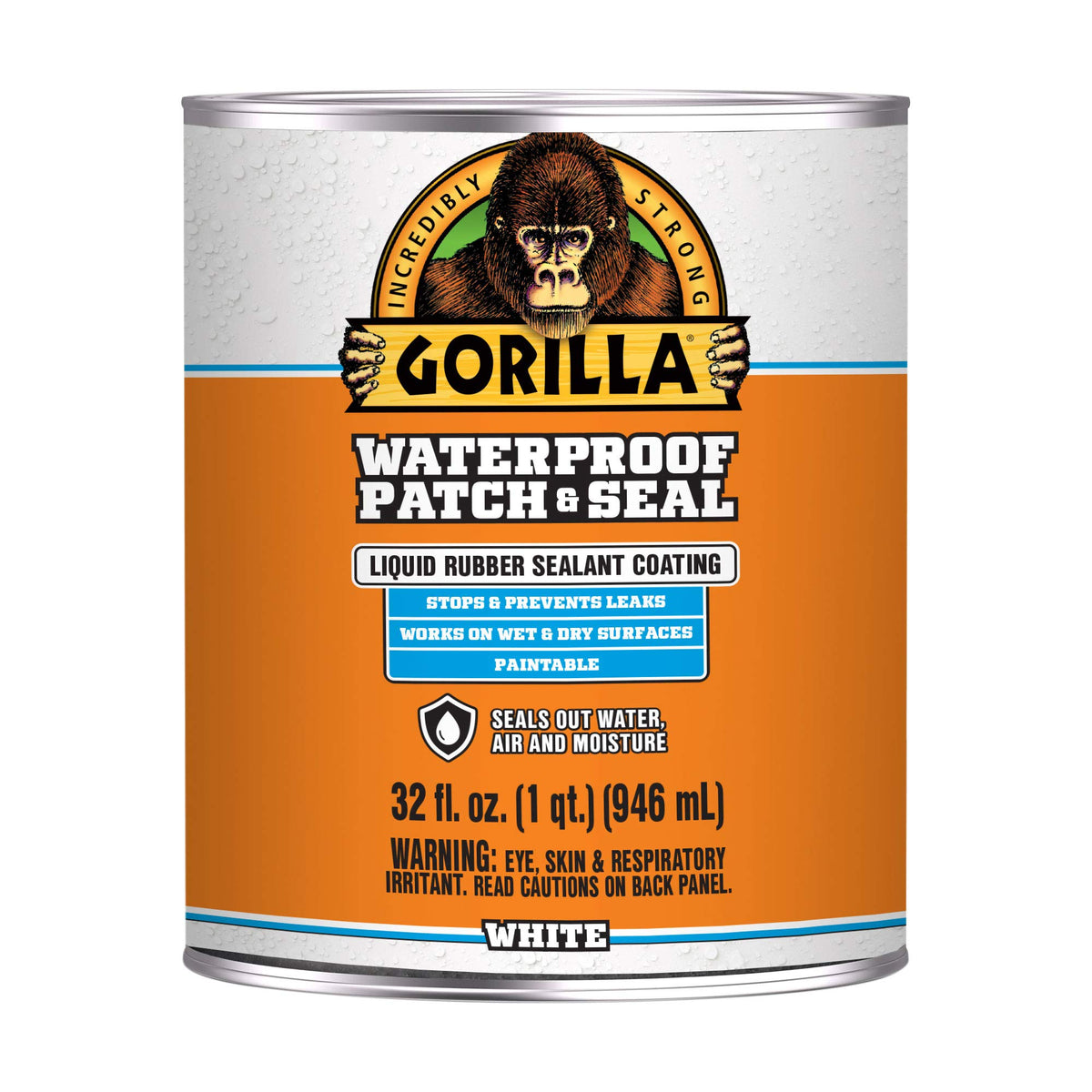 GORILLA Patch & Seal Liquid white can being applied to seal gaps