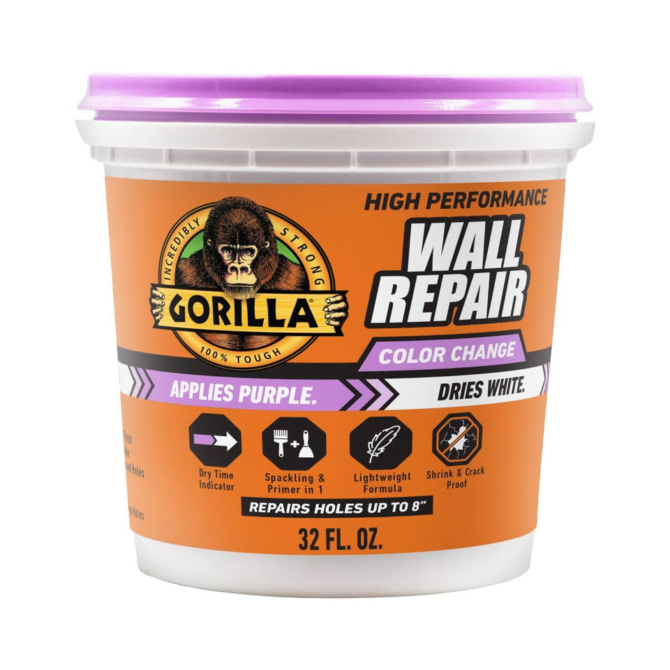 Gorilla wall repair color change purple application shows the quick dry cue