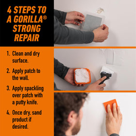 Gorilla Wall Repair Kit putty application for quick patching.