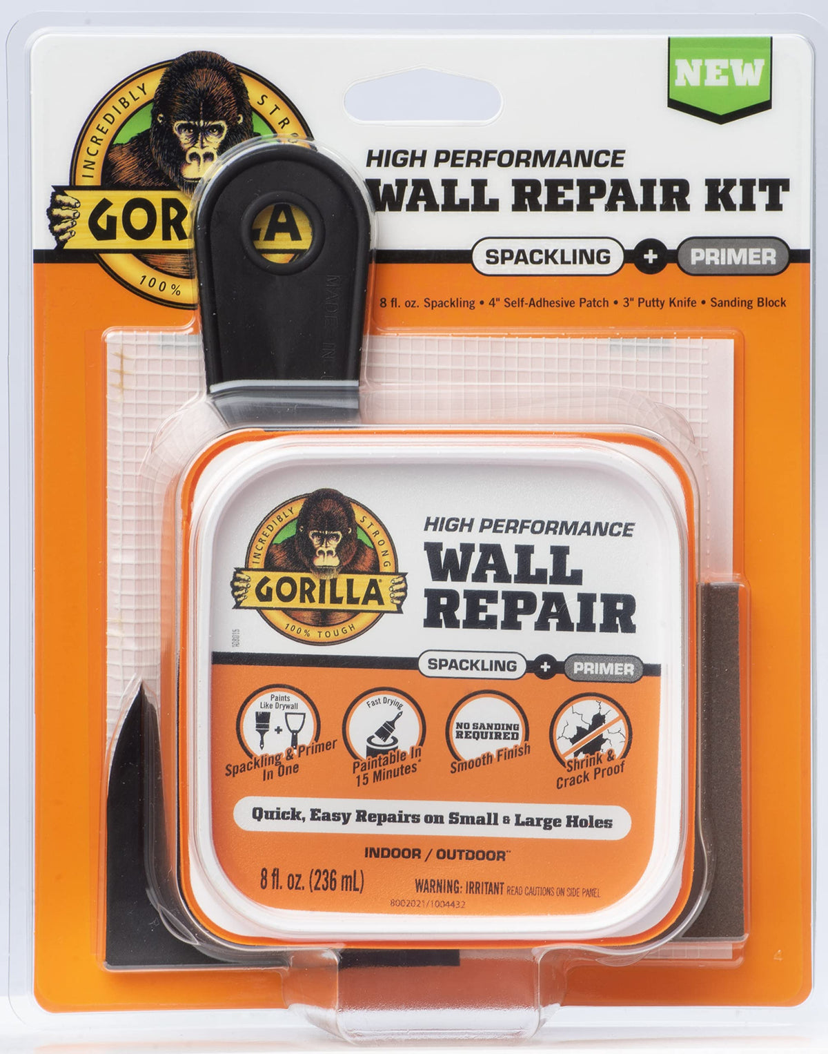 Gorilla Wall Repair Kit spackling tub for durable indoor repairs.