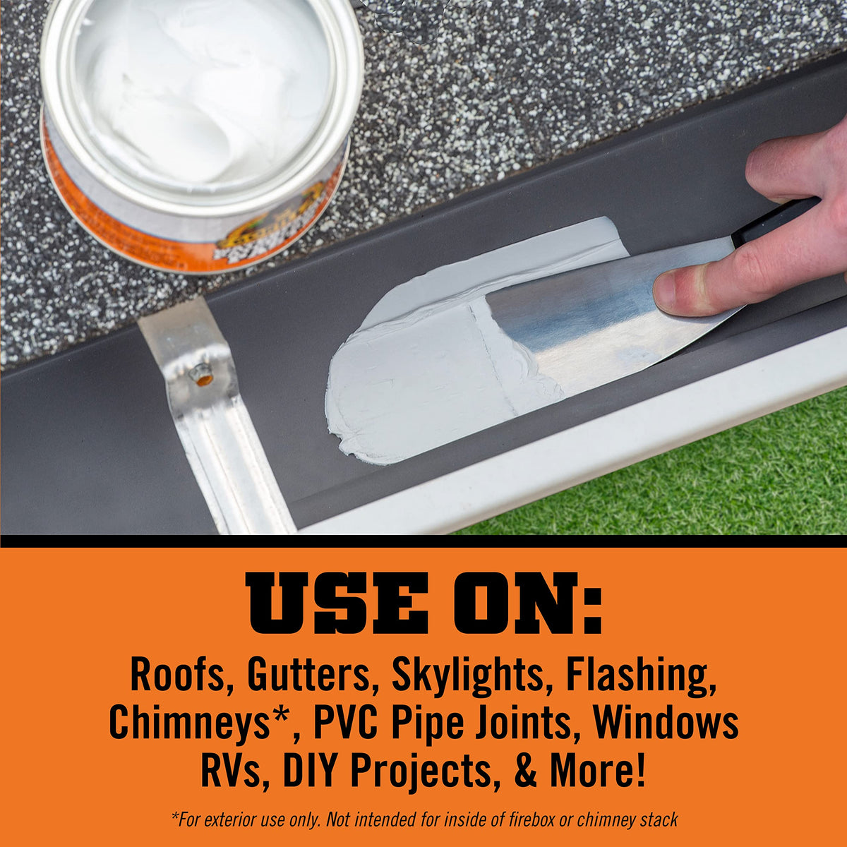 Gorilla Waterproof Patch & Seal Paste curing close-up emphasizes quick surface sealing.