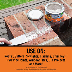 Paste cures into a flexible UV-resistant finish