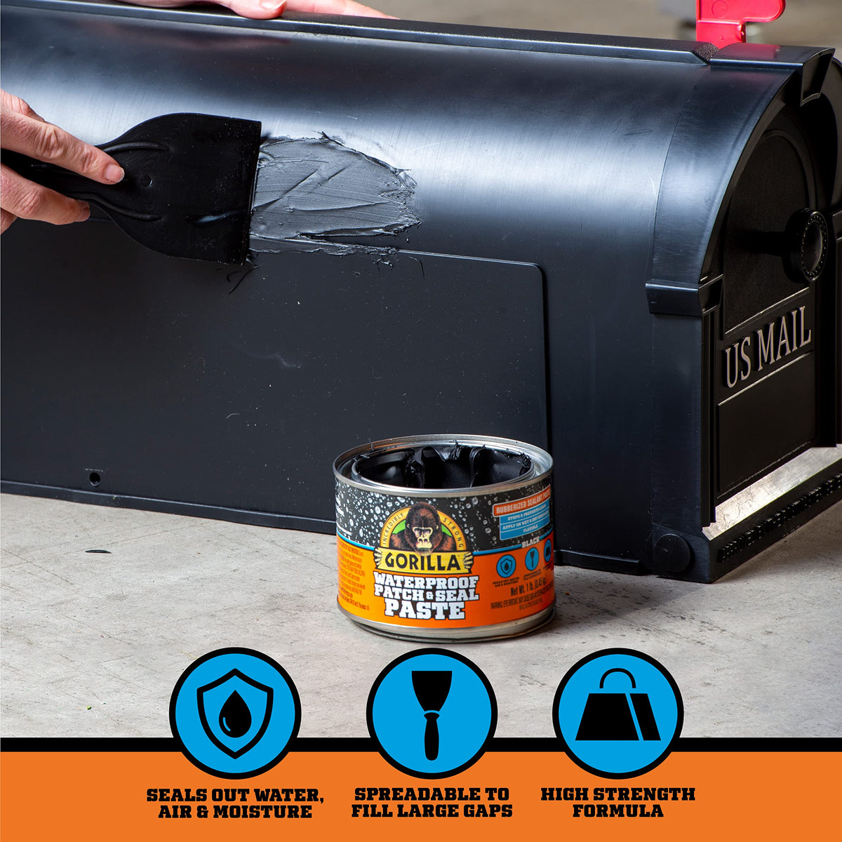 Gorilla Paste applied with a putty knife to fill a gap