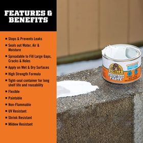 Gorilla Waterproof Patch & Seal Paste applying with putty knife highlights easy gap filling.