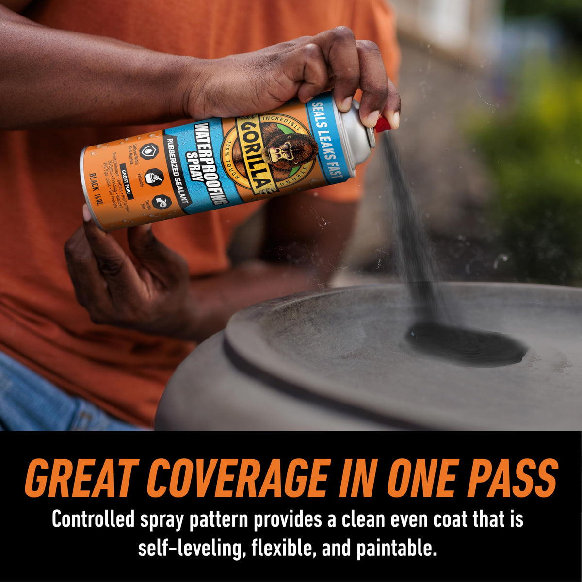 Cured Gorilla patch & seal spray forms durable seal after 24 hours.