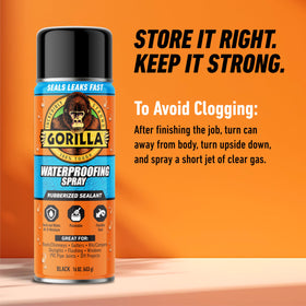 Gorilla spray applied on roofs, gutters, and windows for exterior sealing.