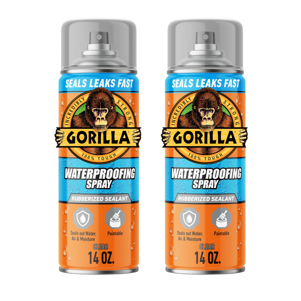 Gorilla Waterproofing Spray bottle pour enables controlled application for a seal.