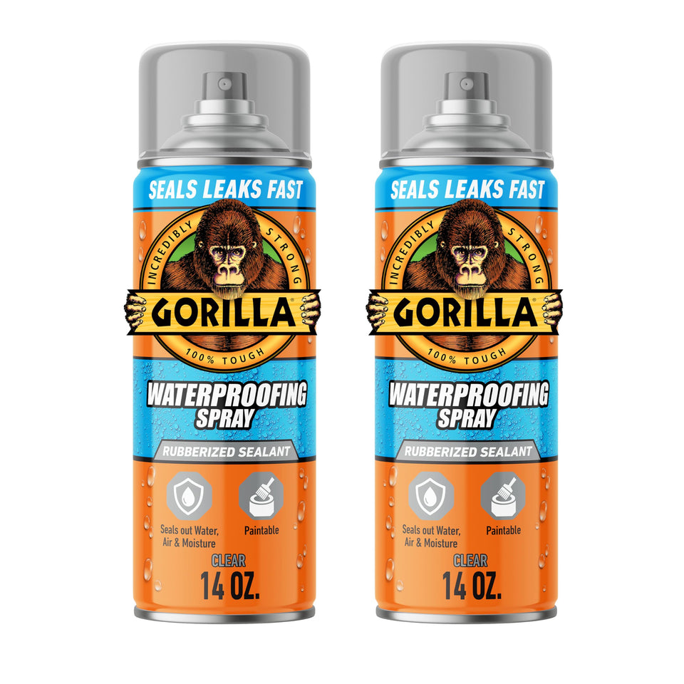 Gorilla Waterproofing Spray bottle pour enables controlled application for a seal.