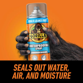 Gorilla Waterproofing Spray demonstrates a controlled spray pattern for even coats.