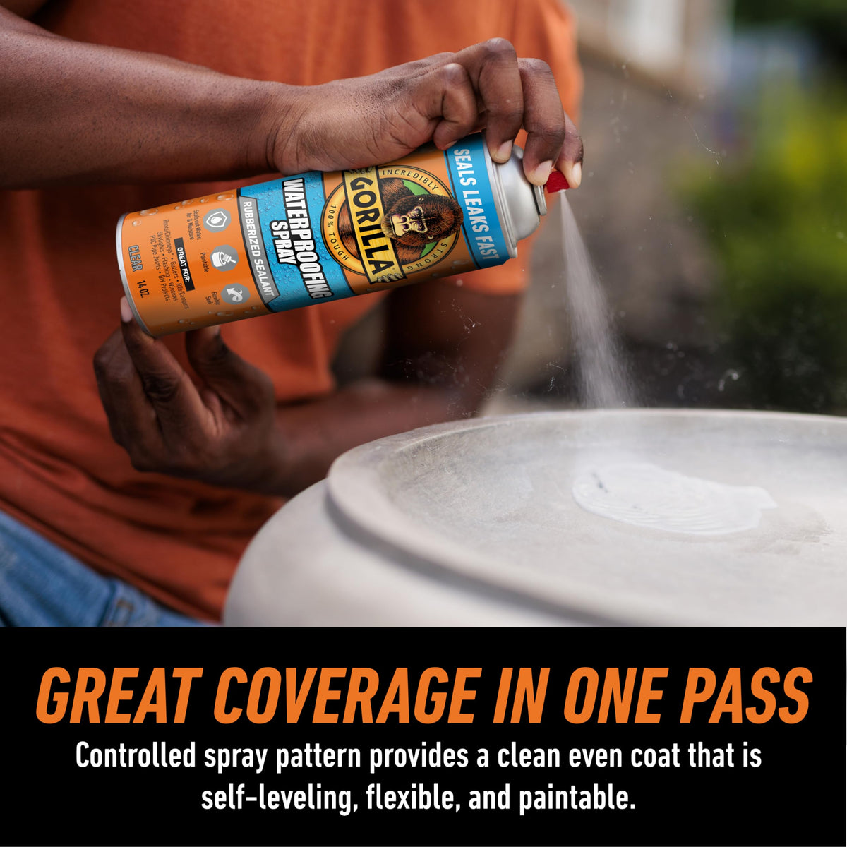 Gorilla Waterproofing Spray paintable-finish dries clear and accepts latex or oil paints.