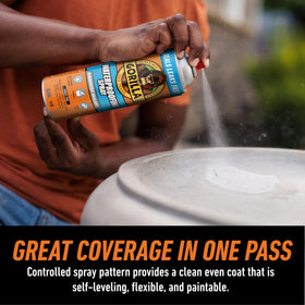 Gorilla Waterproofing Spray paintable-finish dries clear and accepts latex or oil paints.