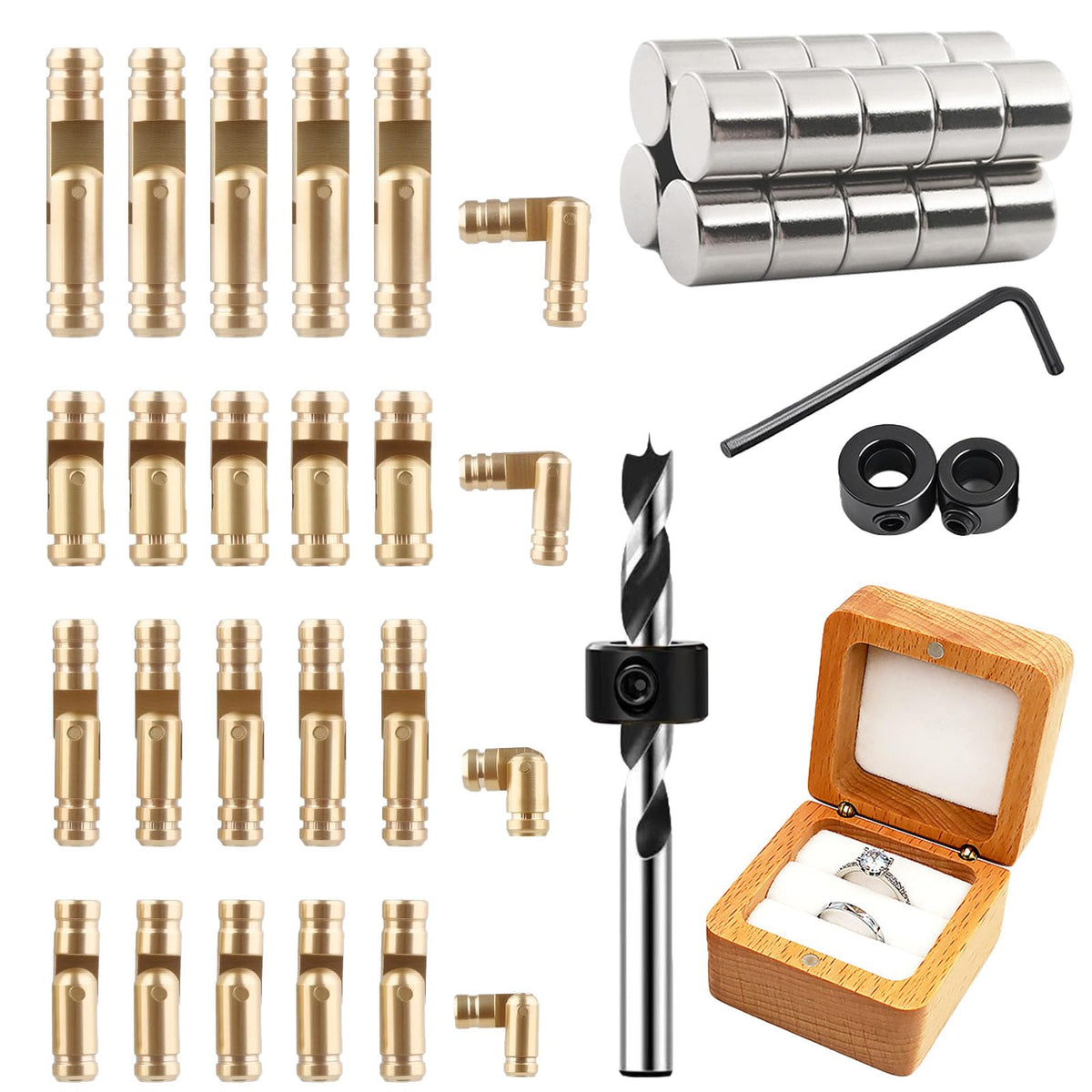 GOROBU brass hidden hinges kit for woodworking showing concealed mounting