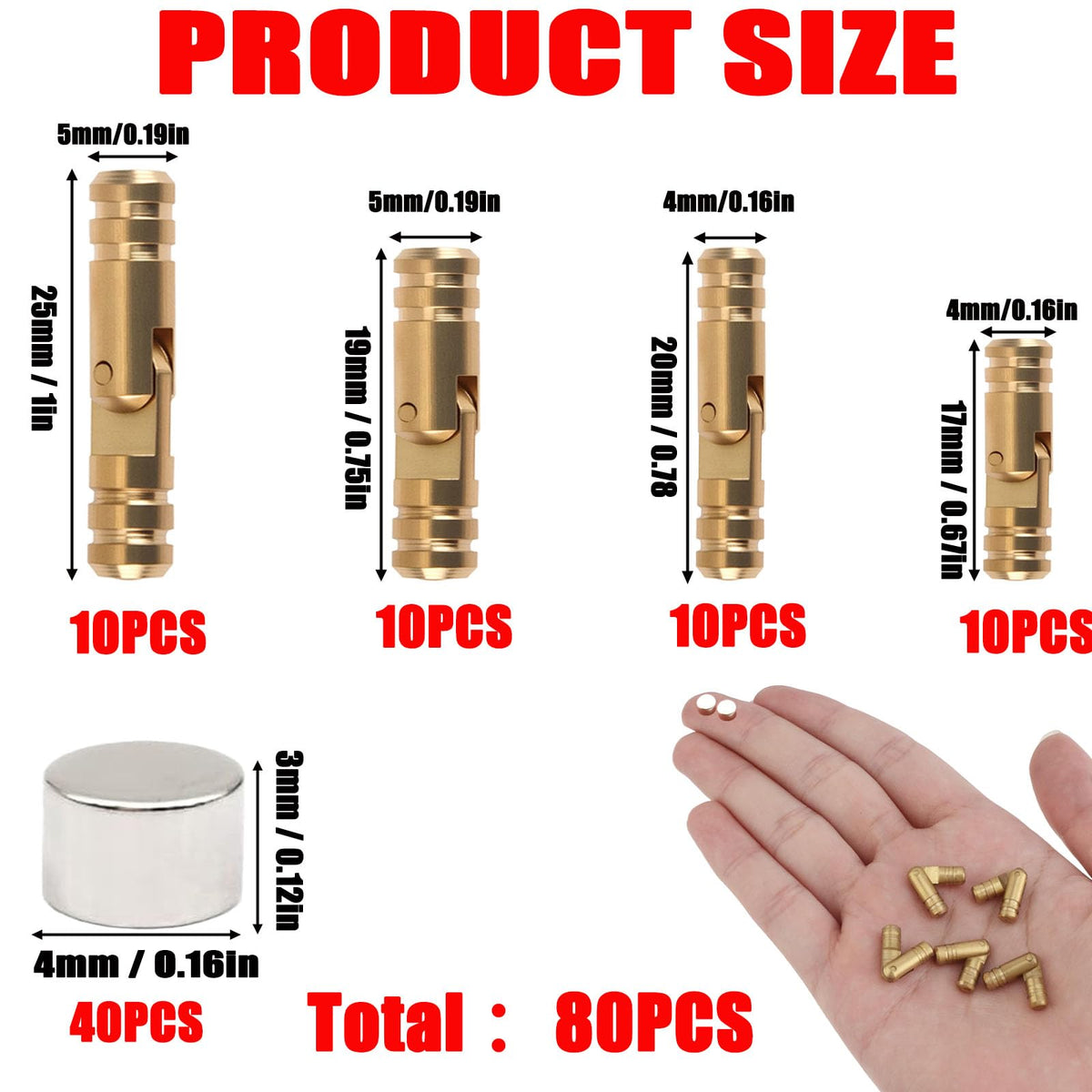 GOROBU hinges in four sizes (ten each) for versatile box builds