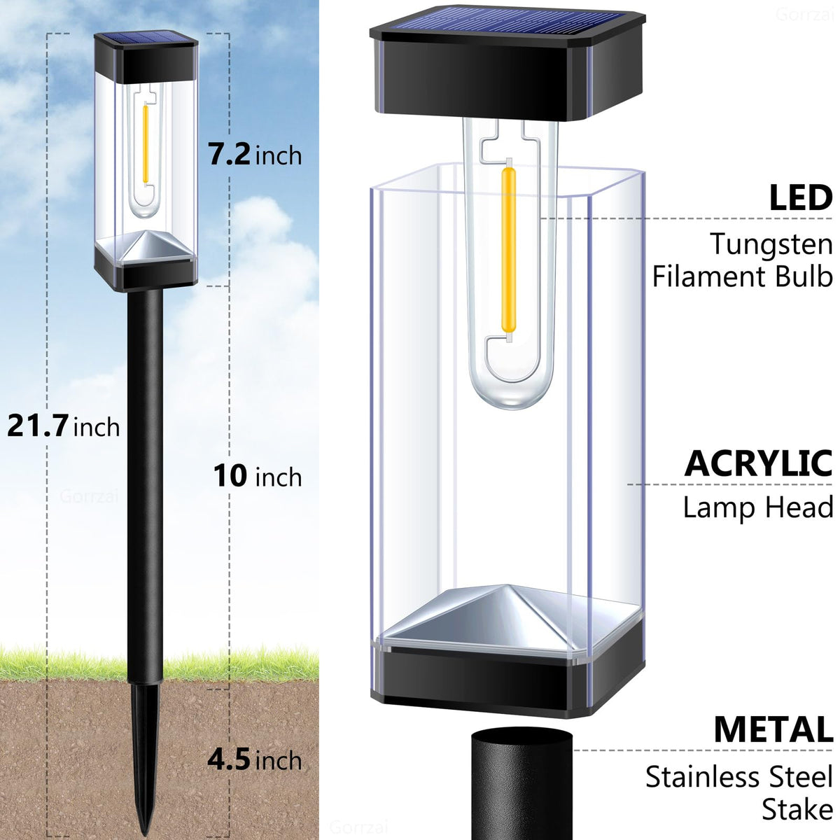 Gorrzai Bright Solar Pathway Light demonstrates auto on/off at dusk