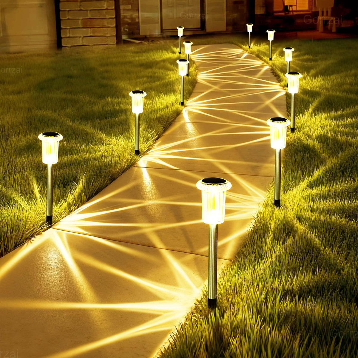 Gorrzai solar lights outdoor 15-pack with integrated panel for easy setup