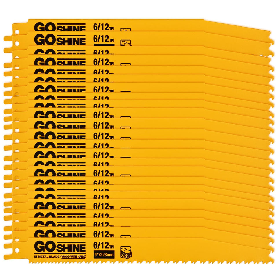 GOSHINE 25-pack 9-inch blades in a sturdy case for quick blade changes.