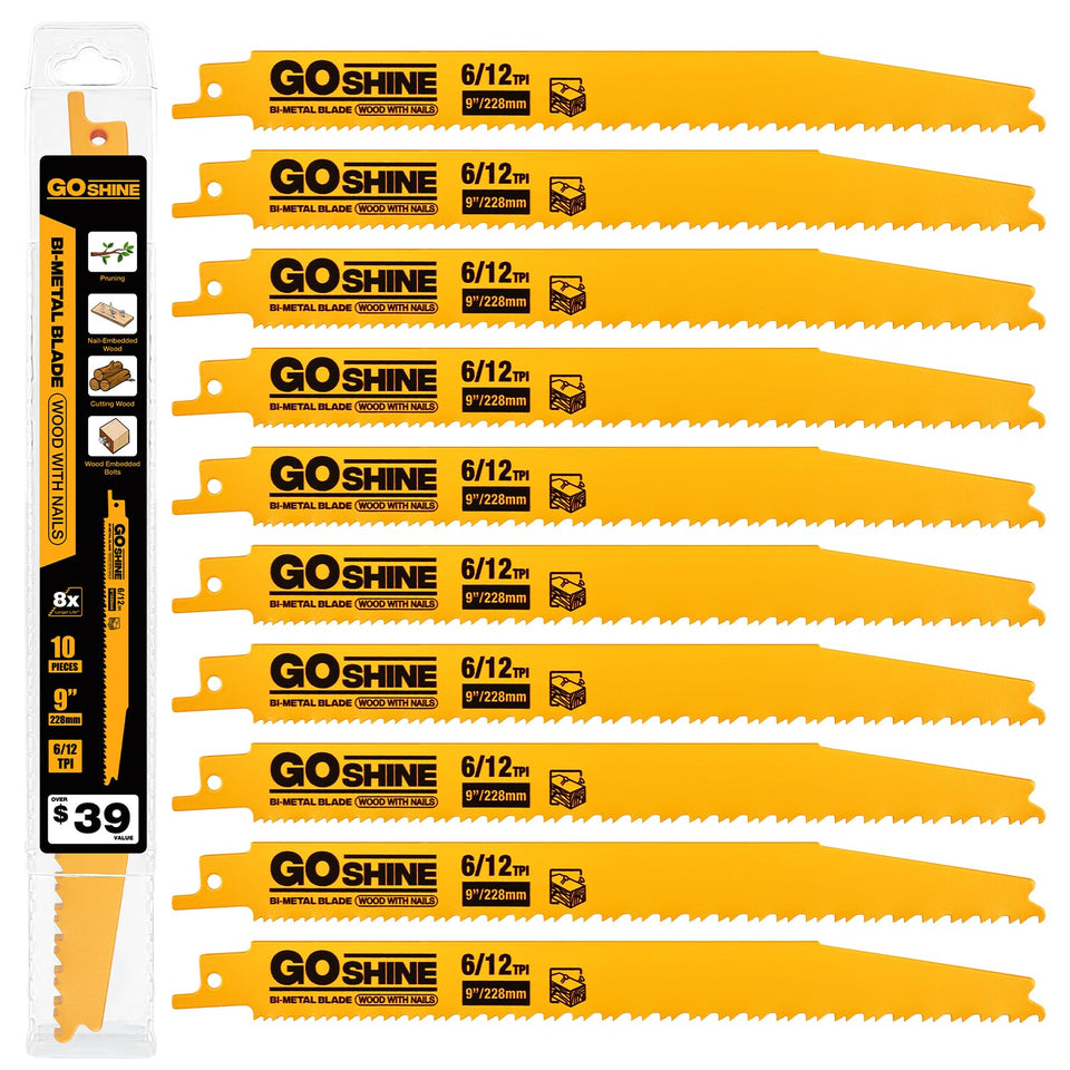 GOSHINE 9 inch nail embedded wood blade for tough cuts through nails