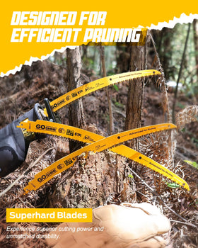 GOSHINE blade cuts wet wood and logs up to 10 inches