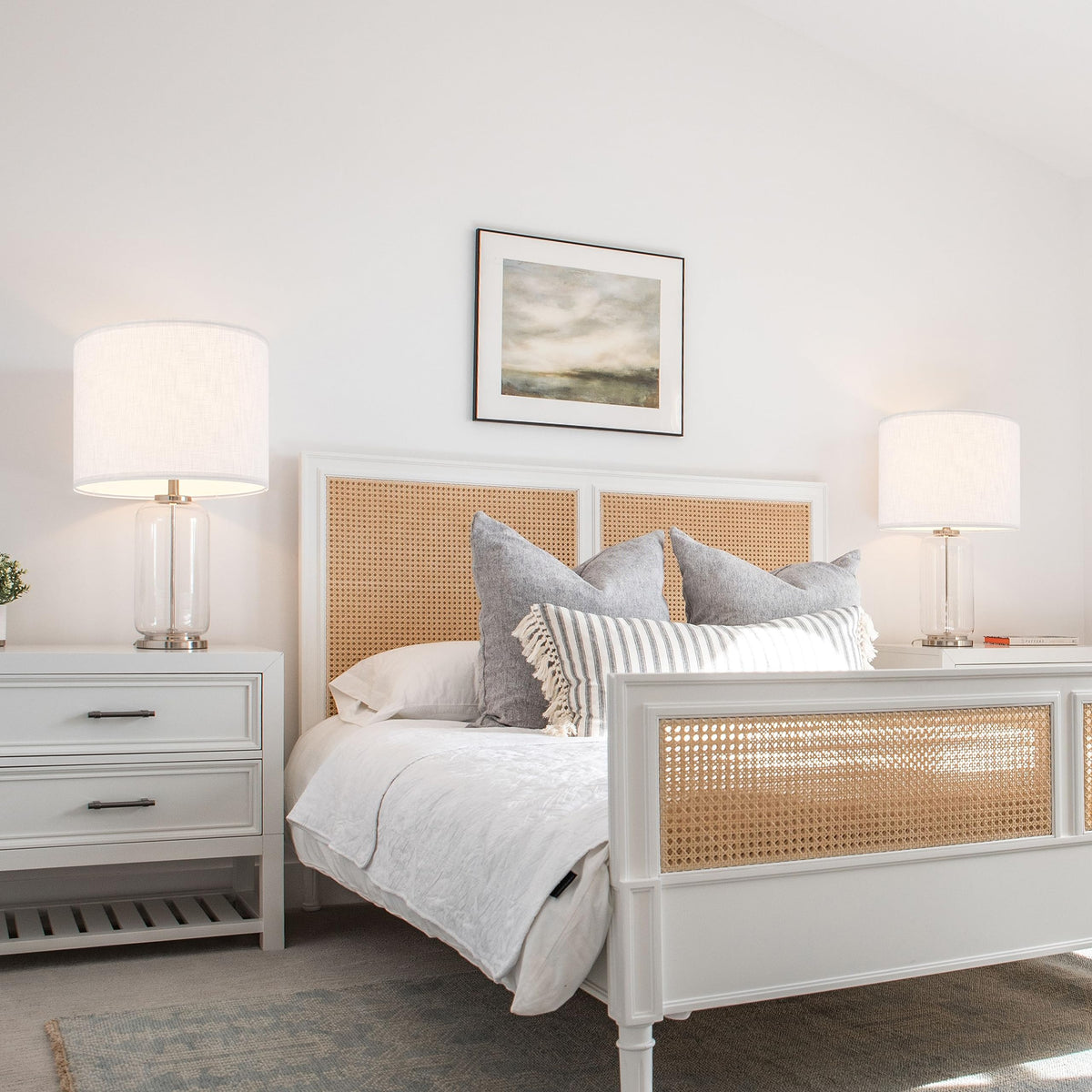 GO&SO bedside setup creating warm ambiance with linen shade