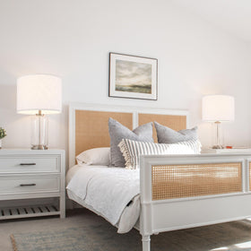 GO&SO bedside setup creating warm ambiance with linen shade