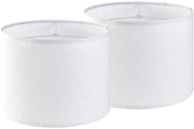 GO&SO pure white linen drum shade front view for contemporary living spaces
