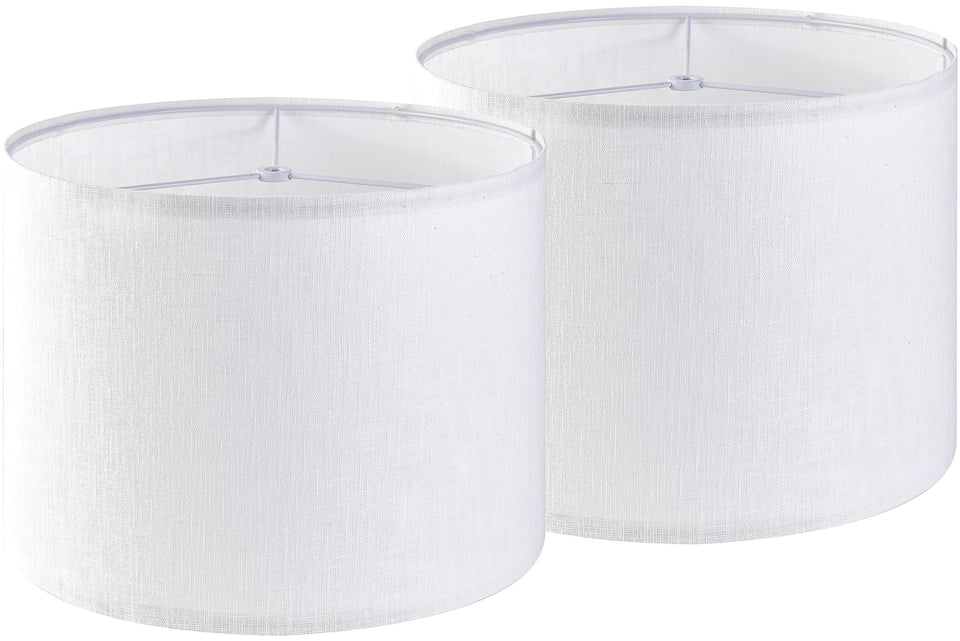 GO&SO pure white linen drum shade front view for contemporary living spaces