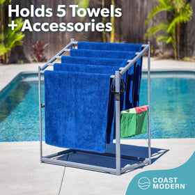 GoSports Coast Modern Pool Towel Rack corner detail with raised corners for accessories