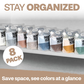 Included funnel speeds filling while keeping your workspace neat.