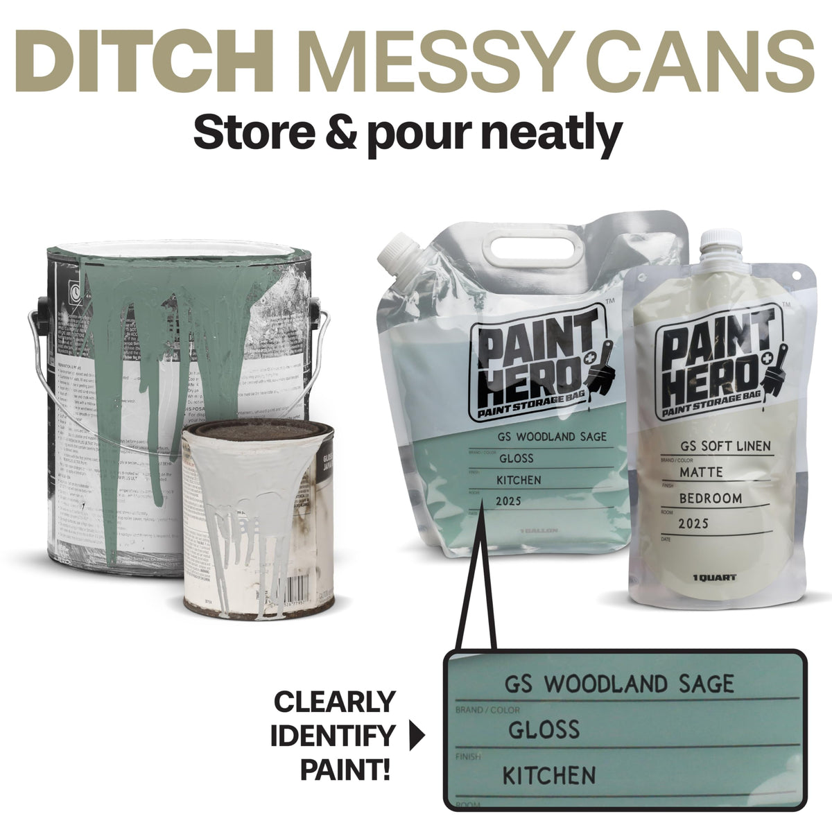 GoSports Paint Hero bags with a large pour spout enable spill-free transfer.