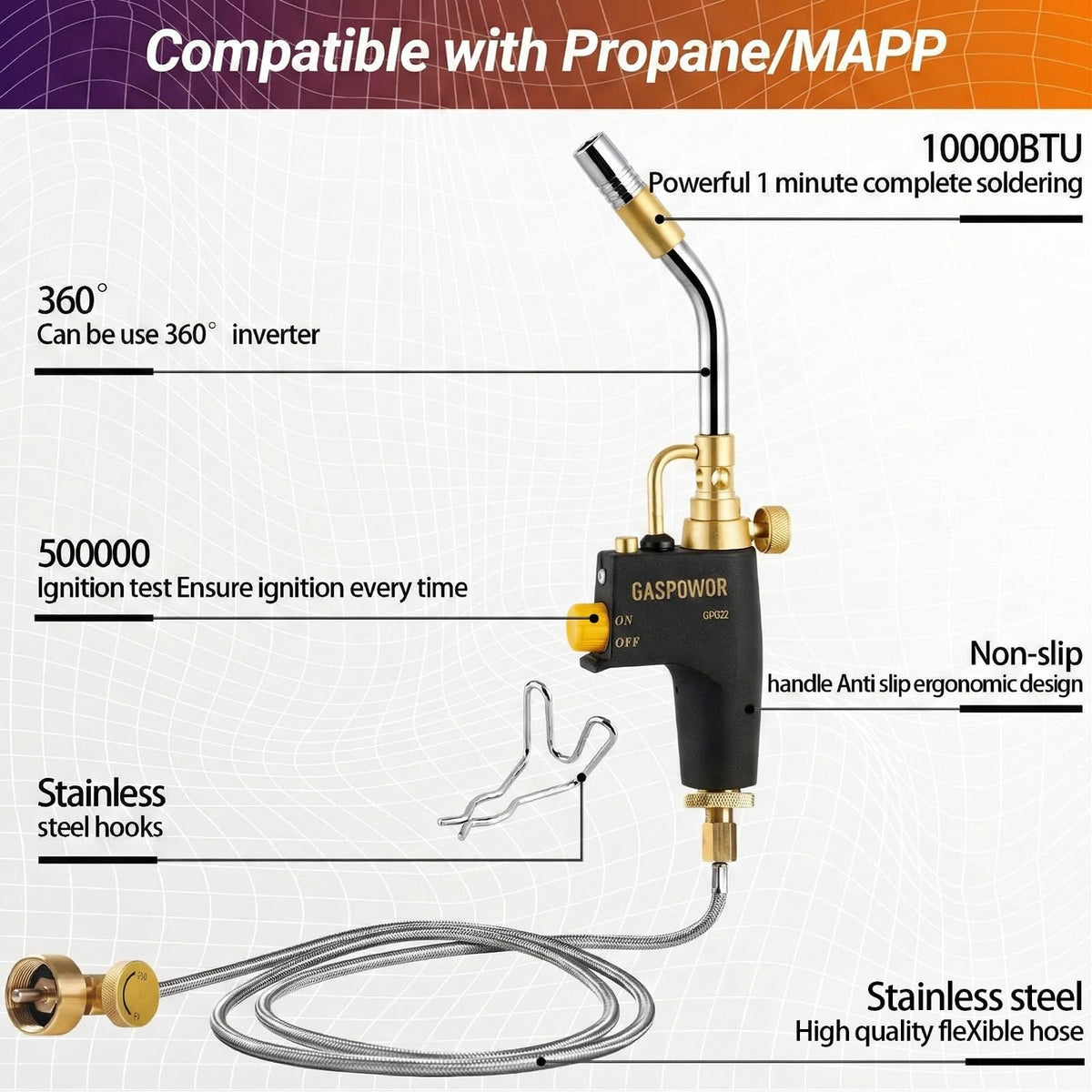 Gospowor blue flame torch delivers high heat for welding projects