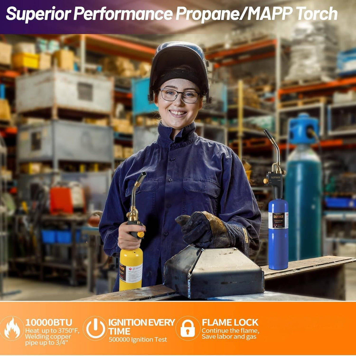 Gospowor cast aluminum body offers durability and long-lasting performance