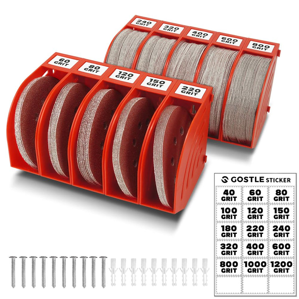 Gostle 5-inch sanding discs storage bin keeps discs organized for quick access