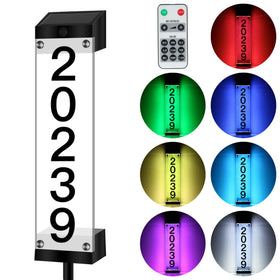 GOSUNWEY solar address sign front view with RGB options for night visibility