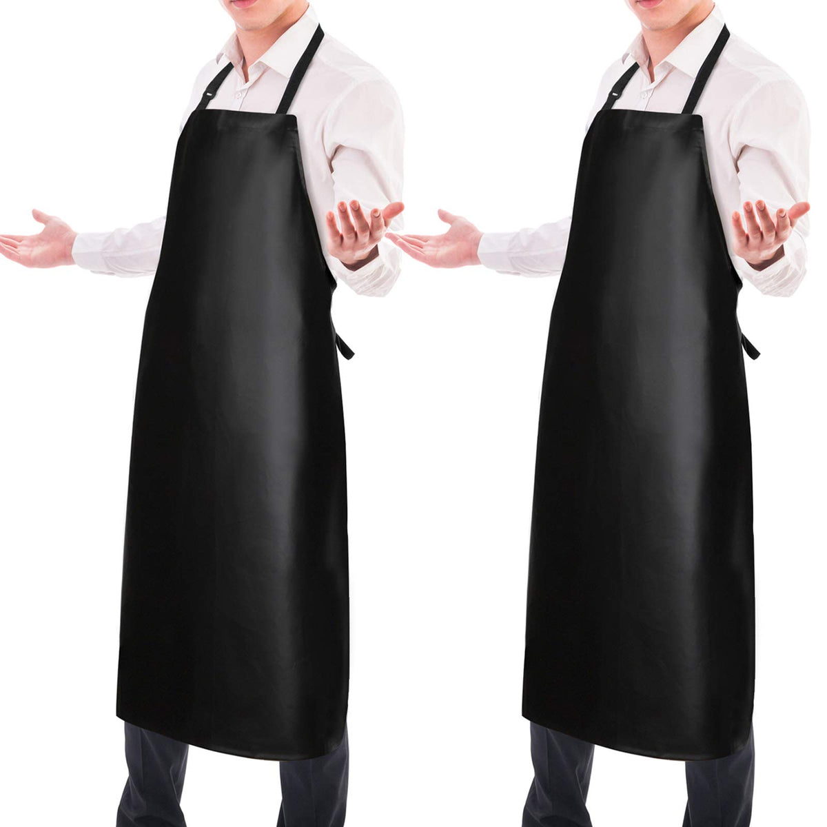 Gotega 2-pack waterproof vinyl apron front view offering full-coverage protection in busy kitchens