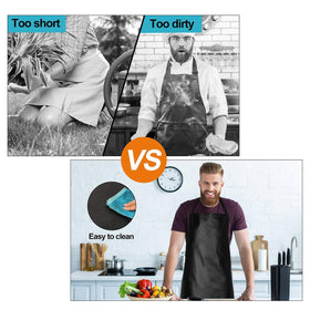 Gotega black apron offers oil resistance for cooking and outdoor barbecues