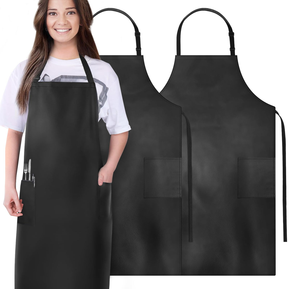 Gotega apron with two pockets, ideal for storing phone and tools during cooking.