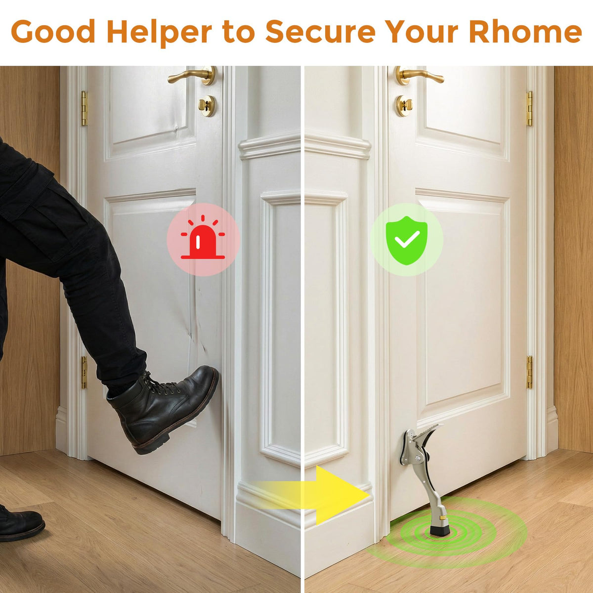 Gotega bottom-of-door stopper stays secure on carpet, tile, and hardwood