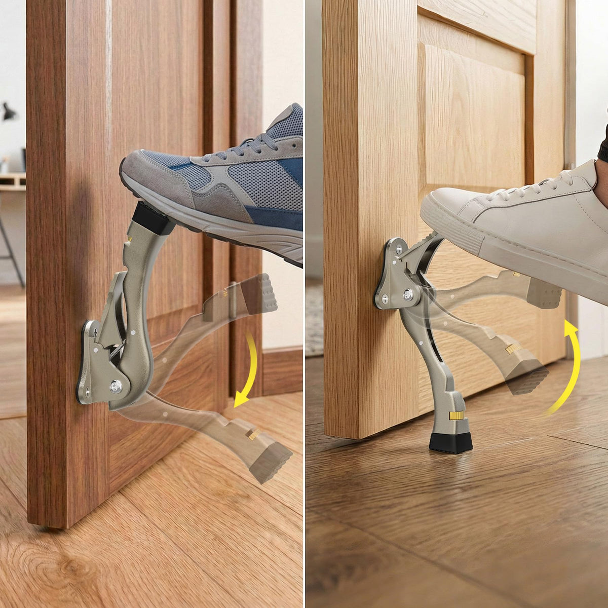 Gotega door stopper with one-touch height adjustment fits varied door gaps