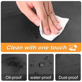 Gotega oil- and liquid-repellent apron keeps clothes clean during cooking and grooming.