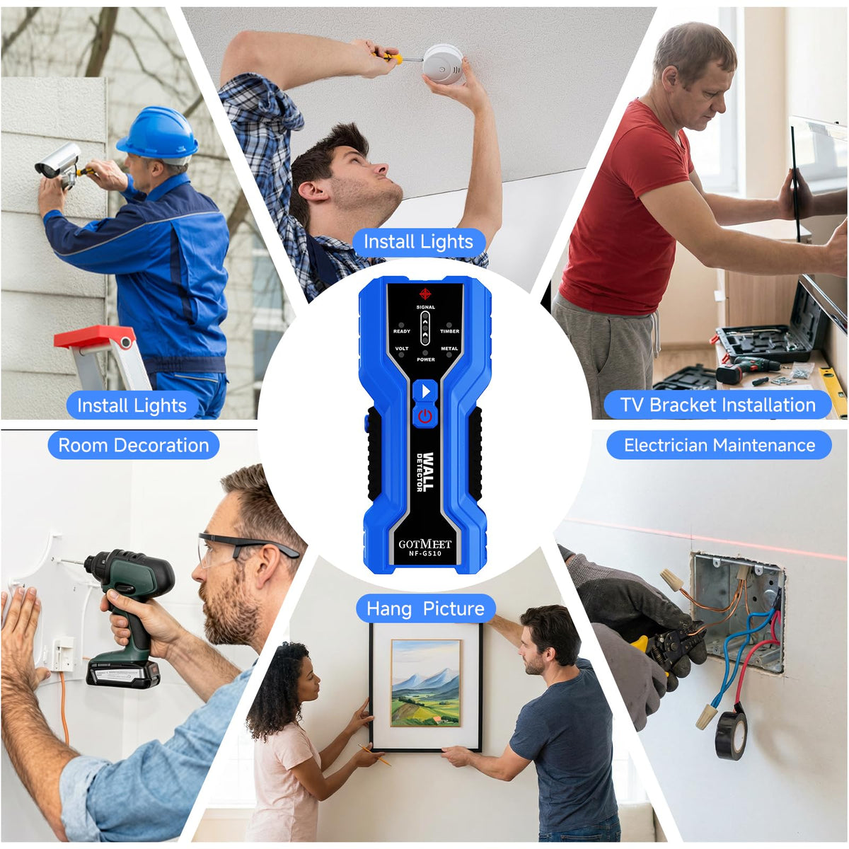 GOTMEET use case for TV bracket installation shows safe mounting.